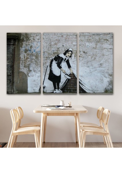 Banksy'nin Londra Sokaklarını Süpüren Temizlikçi Kadın Kanvas TABLOSU-5004 modelleri