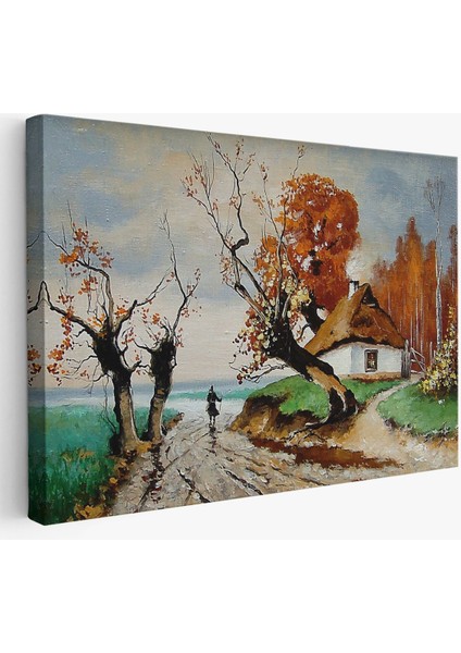 Sonbahar Köy Manzarası Dekoratif Duvar TABLOSU-3473