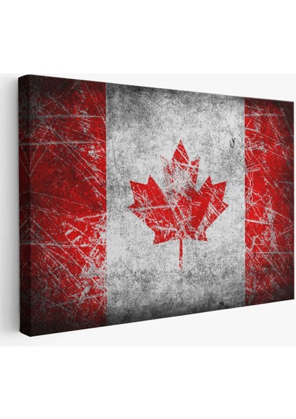 Kanada Bayrağı Rustik Kanvas Tablo, Kanada Bayrağı Tablo, Ev ve Ofis DEKORU-5403