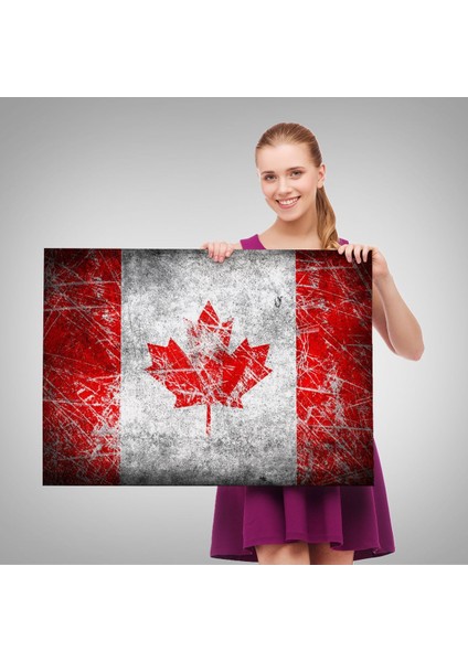 Kanada Bayrağı Rustik Kanvas Tablo, Kanada Bayrağı Tablo, Ev ve Ofis DEKORU-5403 fırsatları