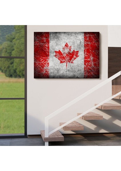 Kanada Bayrağı Rustik Kanvas Tablo, Kanada Bayrağı Tablo, Ev ve Ofis DEKORU-5403 indirimleri