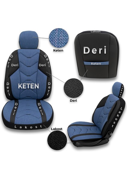 Verita Elegance Serisi - Her Araca Uyumlu Oto Koltuk Kılıfı / Mavi modelleri