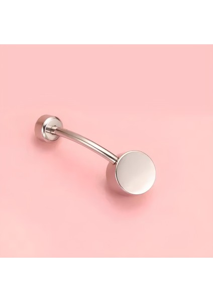 F136 Titanyum Beyaz Zirkon Taşlı Ayna Cilalı Göbek Piercing - Titanyum Göbek Piercing fiyatları