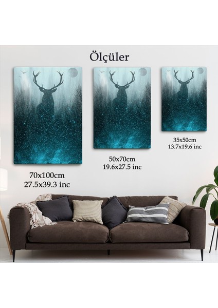 Geyiğin Gece Ormandaki Silüeti Duvar TABLOSU-6369