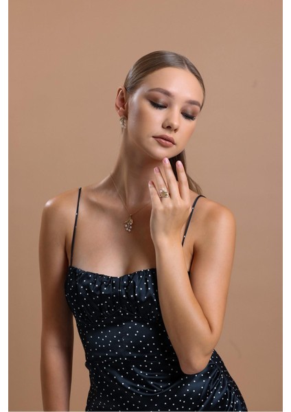 14 Ayar Altın 4 mm Zeytin Dalı Doğal Incili Küpe Kolye Yüzük Üçlü Set indirimleri