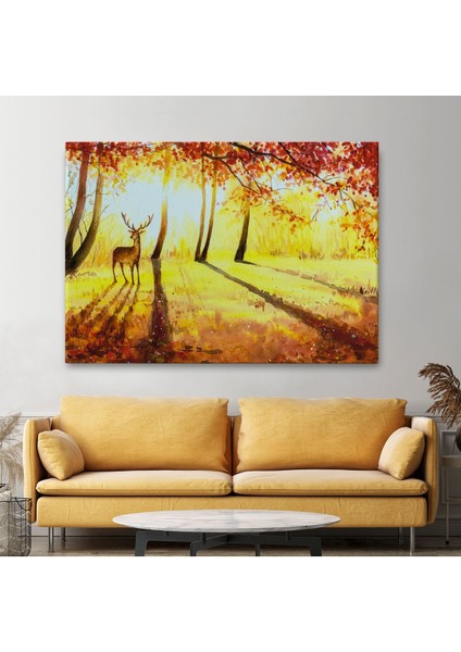 Baharda Ormanda Bir Geyik Yağlıboya Görünüm Kanvas TABLO-3745 fiyatları
