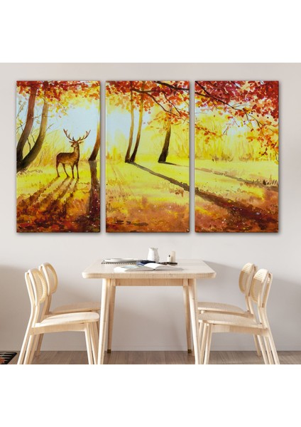 Baharda Ormanda Bir Geyik Yağlıboya Görünüm Kanvas TABLO-3745 modelleri