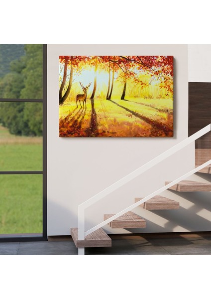 Baharda Ormanda Bir Geyik Yağlıboya Görünüm Kanvas TABLO-3745 fırsatları