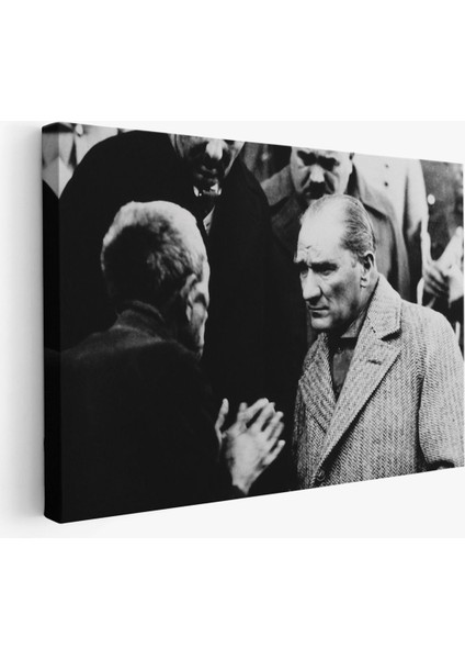 Atatürk Portre Tablosu Mustafa Kemal Atatürk Dikdörtgen Dekoratif Kanvas TABLO-FV-147
