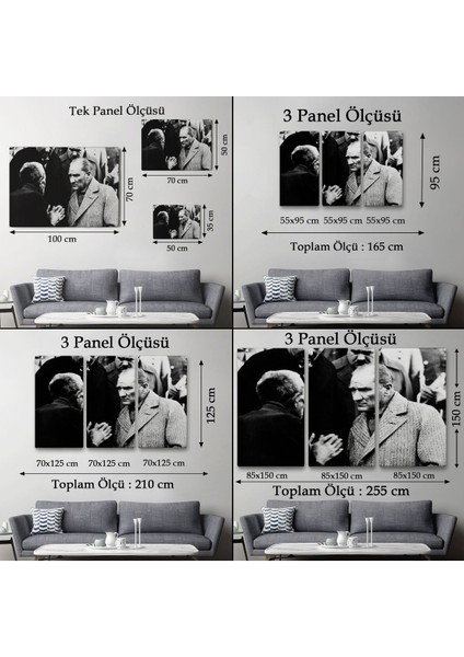 Atatürk Portre Tablosu Mustafa Kemal Atatürk Dikdörtgen Dekoratif Kanvas TABLO-FV-147