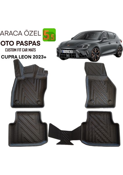 NewDeco Cupra Leon 2023 ve Sonrası Için 5,5d Carbon Style Havuzlu Paspas - Tpe Malzeme
