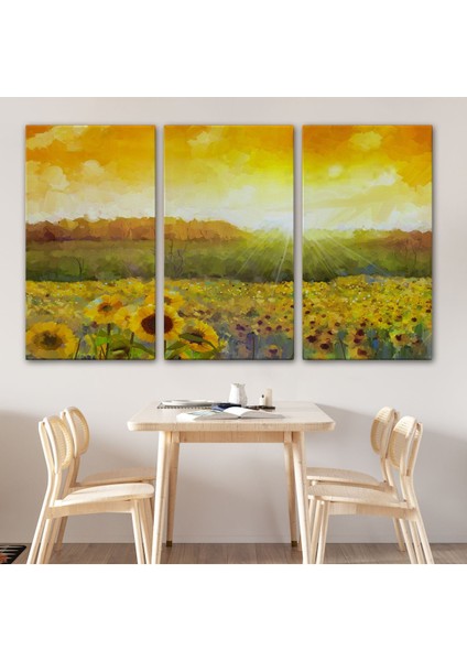 Ayçiçeği Tarlası Yağlıboya Görünüm Dekoratif Kanvas TABLO-3445 modelleri