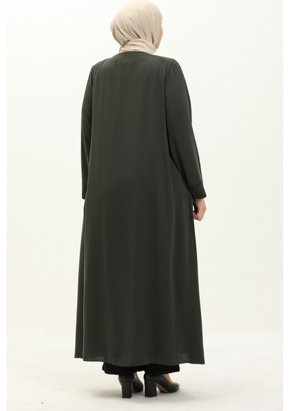 Büyük Beden Taş Baskılı Ferace 4005X-02 Haki indirimleri