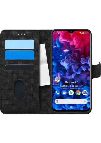 General Mobile Gm 20 Pro Için Kılıf Fabric Book Wallet Siyah [gm 20 Pro ile Uyumlu Kılıf - Siyah]