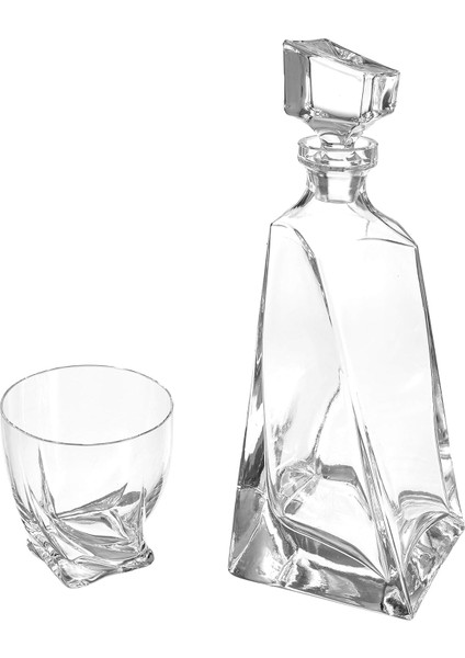 Twist Viski Seti, 1 Karaf ve 4 Bardak, 91211, Şeffaf, 800 ml