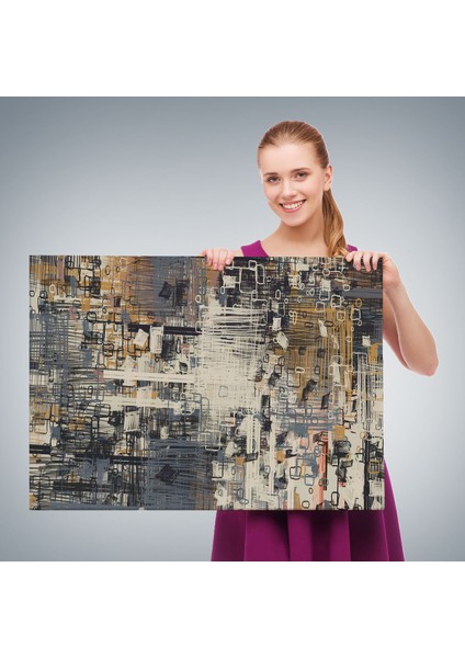 Soyut Geometrik Dekoratif Kanvas Duvar TABLOSU-3658 fırsatları