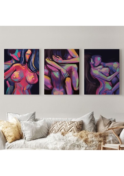Çıplak Sevgililer Dekoratif Duvar Tablosu Üçlü SET-EO-113