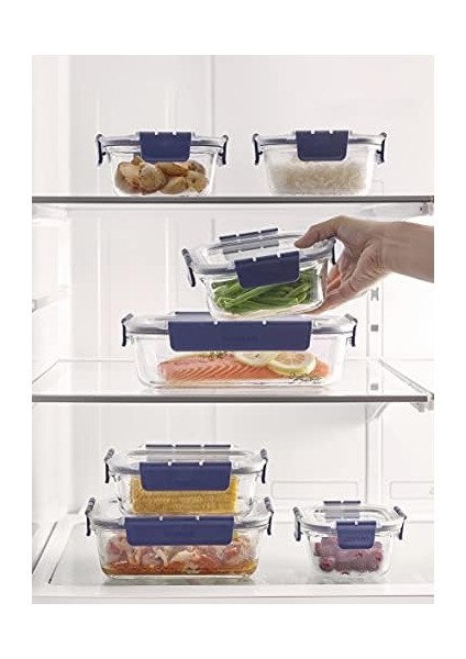 Tritan Kapaklı Üst Sınıf Cam Dikdörtgen - 630ML