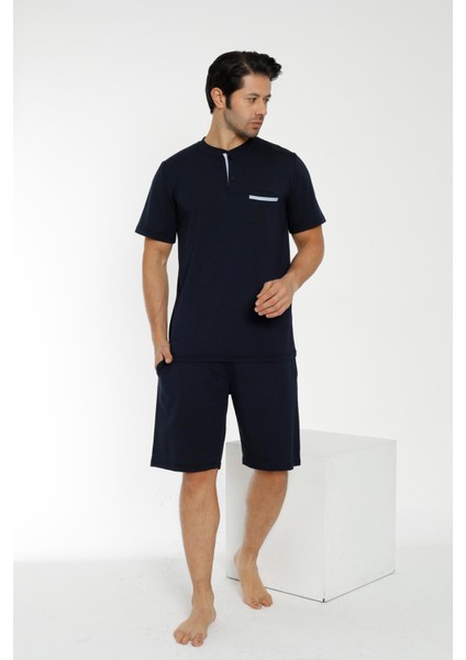 Erkek Kısa Kol Şortlu Siyah Pijama Takım C7T0N1O-049