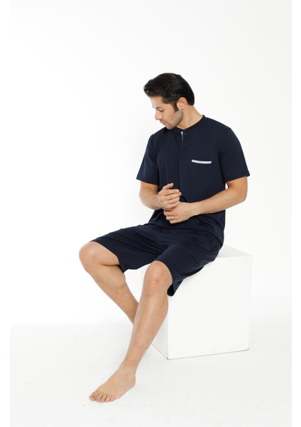 Erkek Kısa Kol Şortlu Siyah Pijama Takım C7T0N1O-049