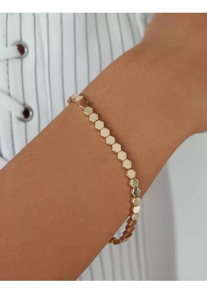 14 Ayar Altın Kaplama Petek Model Bileklik fiyatları