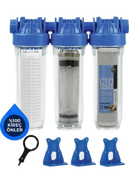 Üçlü Su Filtresi Daire ve Bina Girişi İçin Üçlü Set Arıtma Sistemi