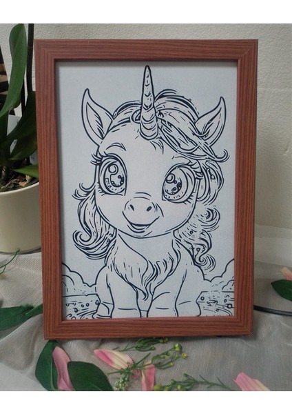 Unicorn,led Işıklı Dekoratif Çerçeve.
