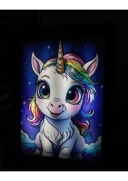 Unicorn,led Işıklı Dekoratif Çerçeve.