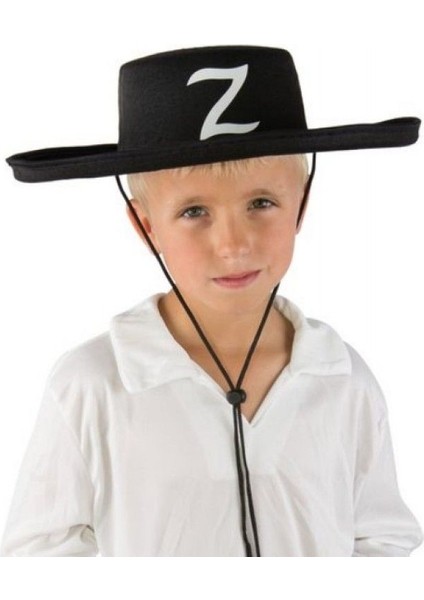 Z Logolu Çocuk Boy Bağcıklı Zorro Şapkası
