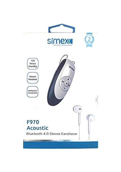 Mikrofonlu Bluetooth Kulaklık Stereo Beyaz F970