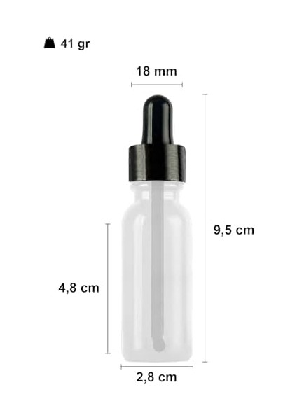 20 ml Metal Kapaklı Damlalık Dropper Şişesi Serum 20 cc Cam Şişe 6 Adet (Siyah Kapak, Şeffaf)