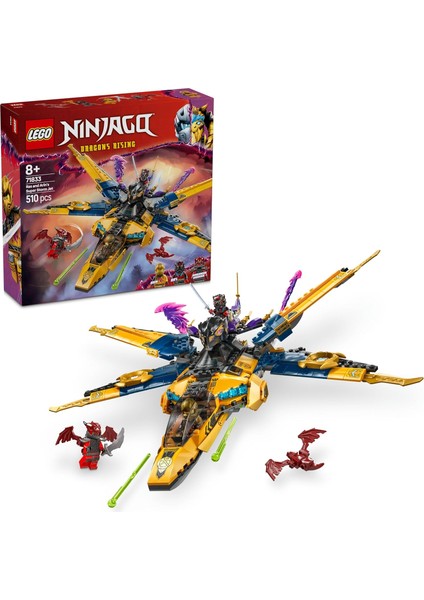 Ras ve Arin'in Süper Fırtına Jeti 71833-8 Yaş ve Üzeri Çocuklar Için 3 Ninja Minifigürü Içeren Yaratıcı Oyuncak Yapım Seti, Doğum Günü Hediyesi (510 Parça)