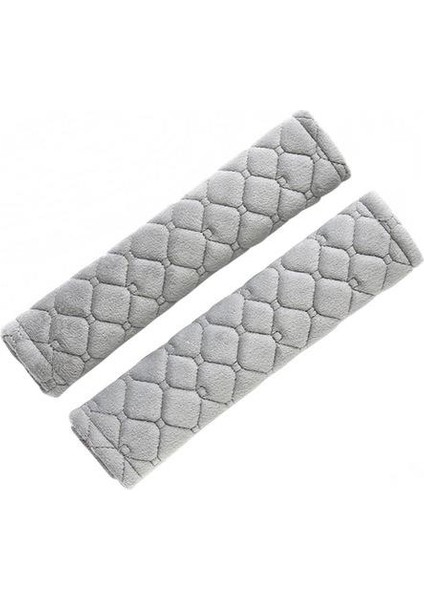Emniyet Kemeri Nakışlı Koltuk Kemer Pedi 2 Adet Gri (Yumuşak Kumaş) (Voleur Kumaş)