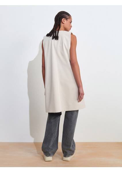 60574 Yanları Pencere Detaylı V Yaka Uzun Yelek-Taş fiyatları