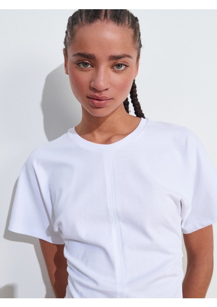 31585 Drape Detaylı T-Shirt-Koyu Kahve indirimleri