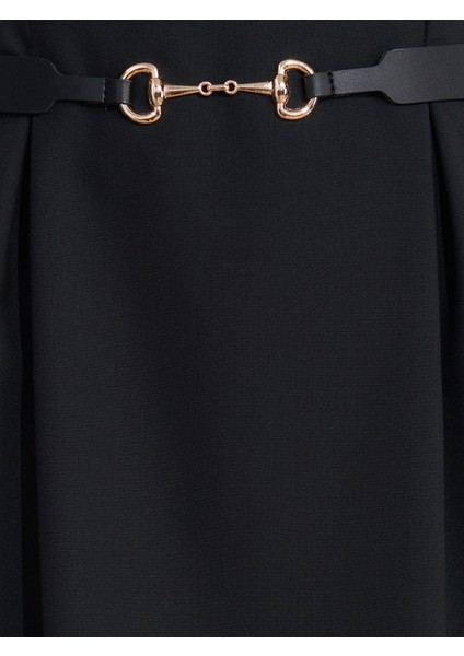 90914 Kayık Yaka Kep Kollu Elbise-Siyah fırsatları