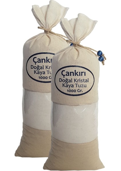 Çankırı Tuzu 2 Kg. (1KG.X2AD.) Bez Torbada Ince Çekim Yemeklik Tuz Orijinal Çankırı Kaya Tuzu
