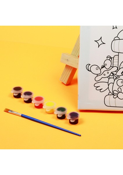 Eğitici Tuval Boyama Kiti - Ahşap Şövalye Boyama Kiti - Robot Boyama Kit