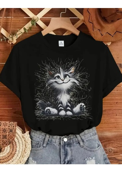 Cat Özel Tasarım Baskılı Oversize Tshirt
