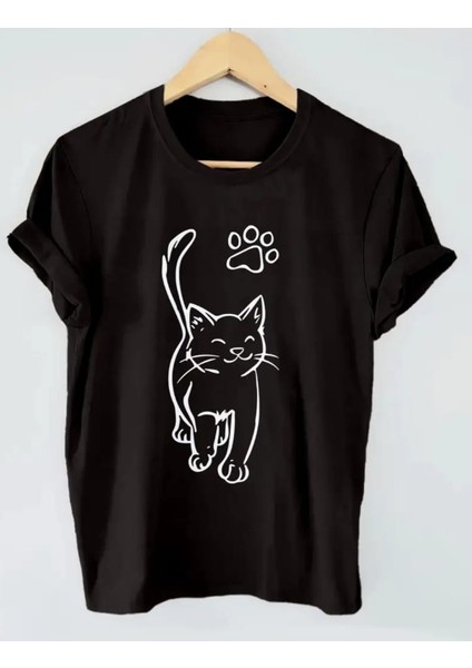 Smile Cat Baskılı Oversize Tshirt