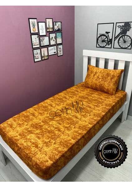 Kumaş Lastikli Çarşaf Seti Tek Kişilik 3 Ebat Gölge Kehribar 90x190 modelleri