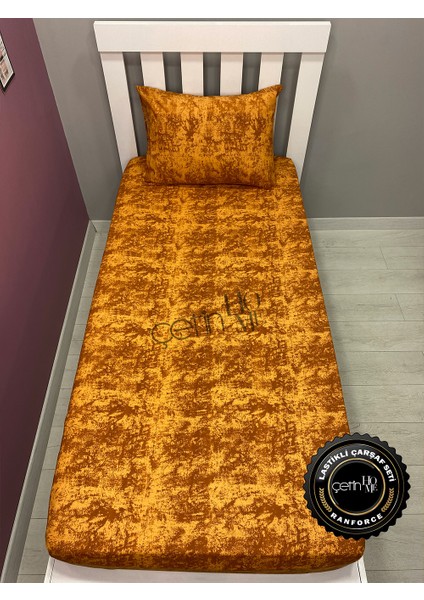 Kumaş Lastikli Çarşaf Seti Tek Kişilik 3 Ebat Gölge Kehribar 90x190