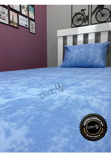 Kumaş Lastikli Çarşaf Seti Tek Kişilik 3 Ebat Gölge Mavi 90x190 fiyatları