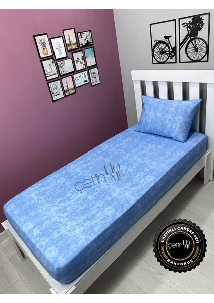 Kumaş Lastikli Çarşaf Seti Tek Kişilik 3 Ebat Gölge Mavi 90x190 modelleri