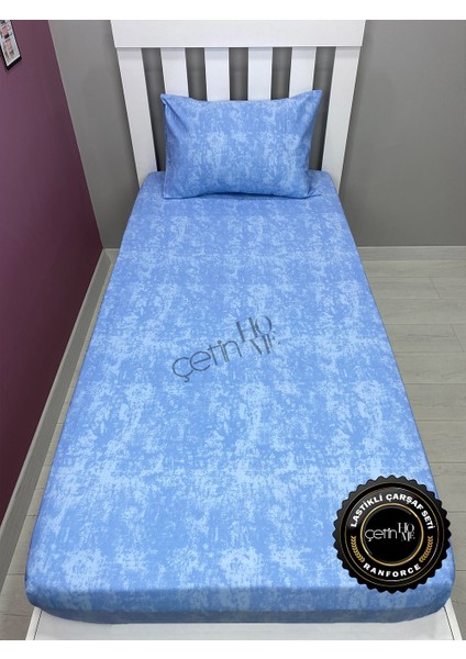 Kumaş Lastikli Çarşaf Seti Tek Kişilik 3 Ebat Gölge Mavi 90x190