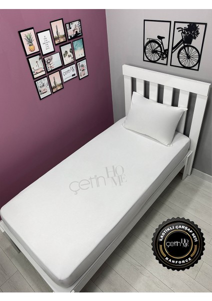 Kumaş Lastikli Çarşaf Seti Tek Kişilik 3 Ebat Beyaz 90x190