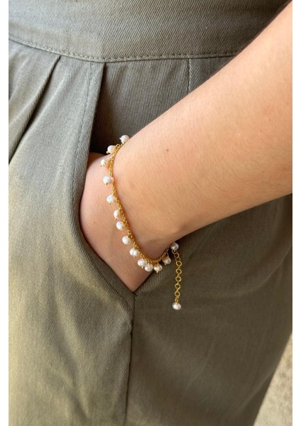 14 Ayar Altın Incili Zincir Bileklik 4 mm fırsatları