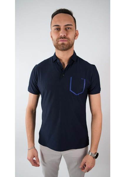 Erkek Lacivert Yakalı Tshirt