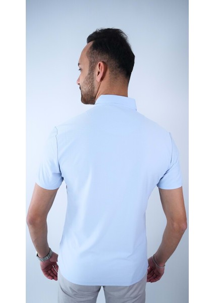 Erkek Mavi Yakalı Tshirt