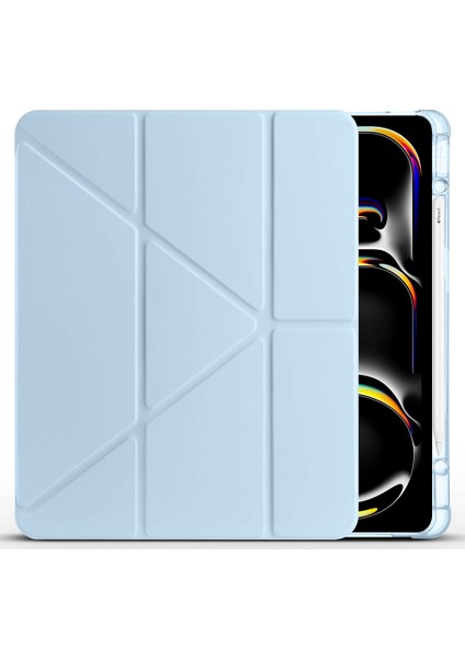 Apple iPad Air 13 2025 M3 Kılıf Tri Folding Kalem Bölmeli Standlı Kılıf - Yeşil